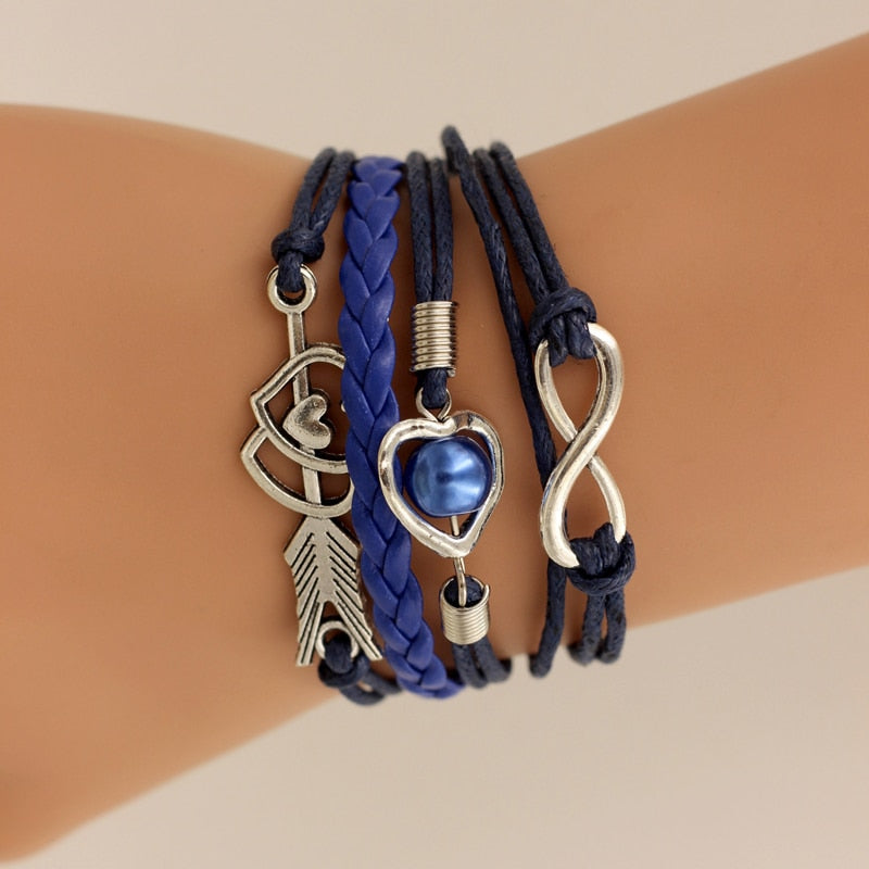 Sumeng Brand Leather Bracelets For Women Wrap Infinity Love Heart