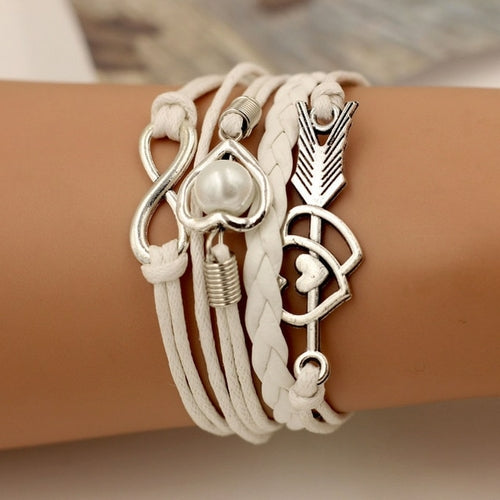 Sumeng Brand Leather Bracelets For Women Wrap Infinity Love Heart