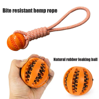 Dog Toys Balls Interactive Treat Rope Rubber Leaking Balls for Small