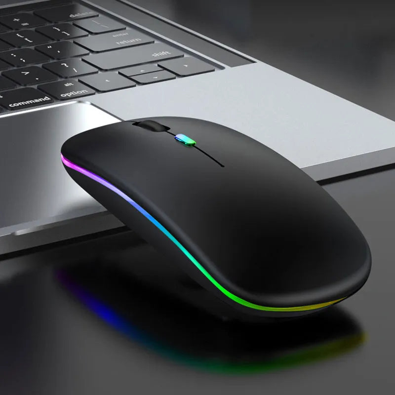 Bluetoooth 5.0 Wireless Mouse With USB Rechargeable RGB Light For