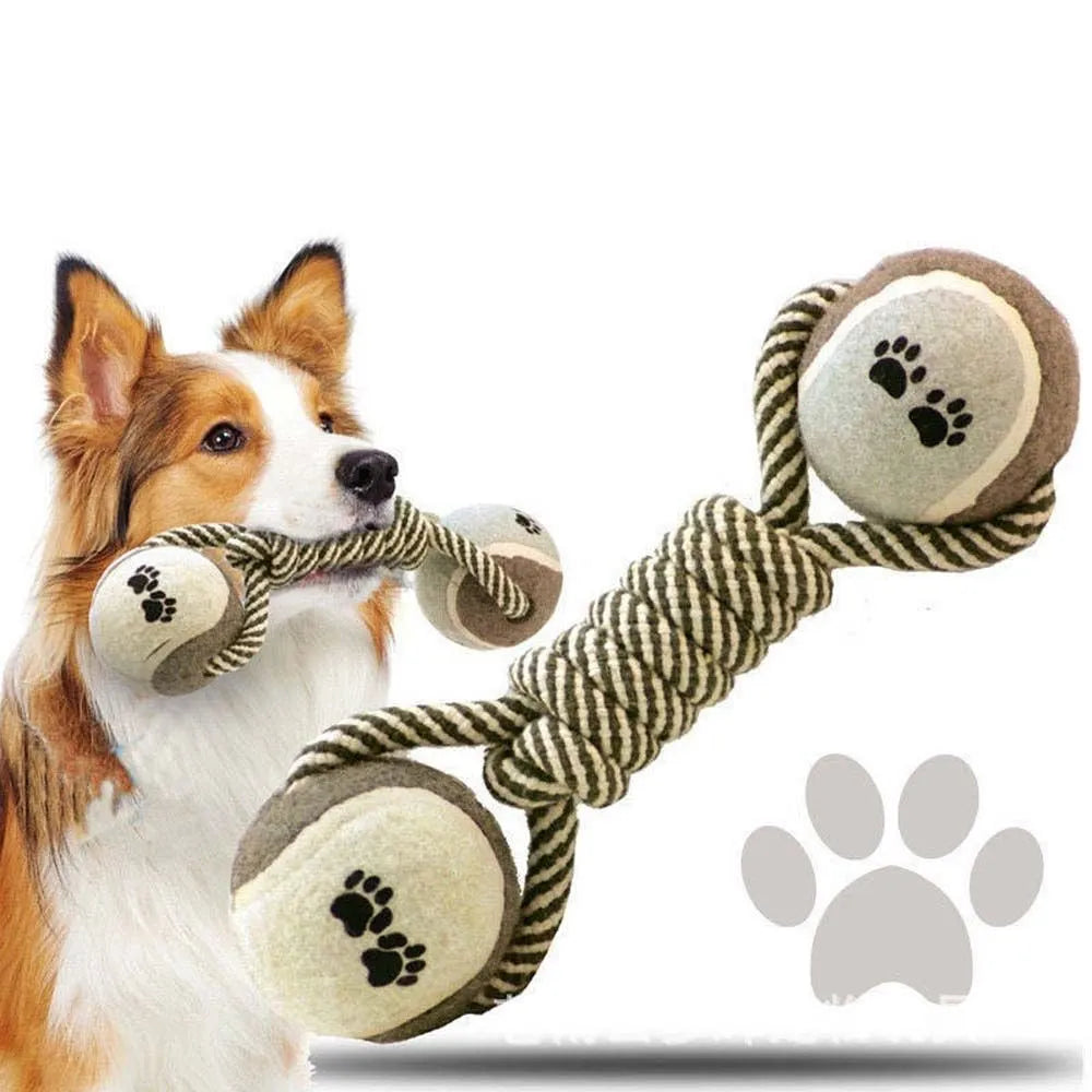 Pets Chew Toy Cotton Rope Tennis Dumbbell Rubbertoy Ball Medium Large