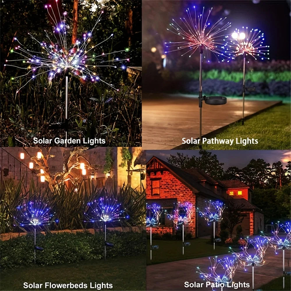 200 LED Solar Garden Firework Lights Outdoor Waterproof 8modes