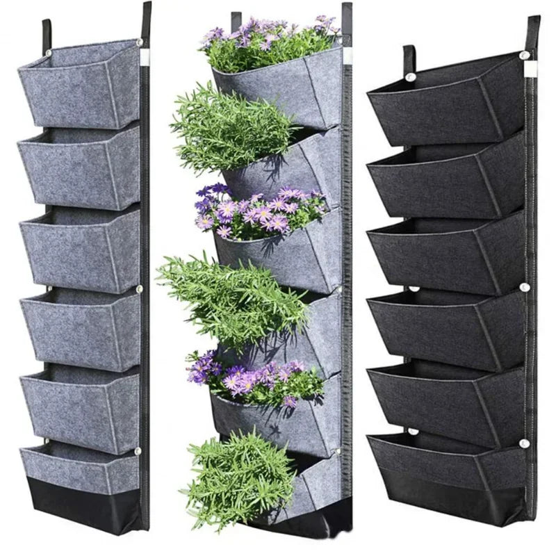 New 6/7 Pocket Vertical Growing Planting Bag Felt Wall Hanging Flower