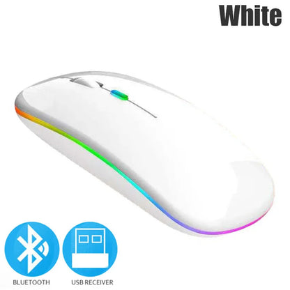 Bluetoooth 5.0 Wireless Mouse With USB Rechargeable RGB Light For