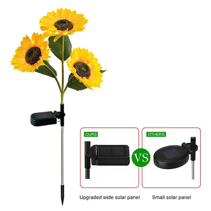 LED Solar Sunflowers Rose Flower Light Home Decorative Flower Lights