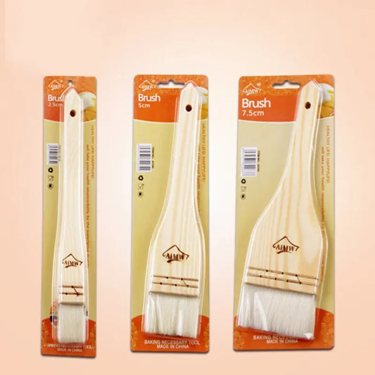 Household Mooncake Pastry Brush Wooden Handle Wool Barbecue Brush Oil