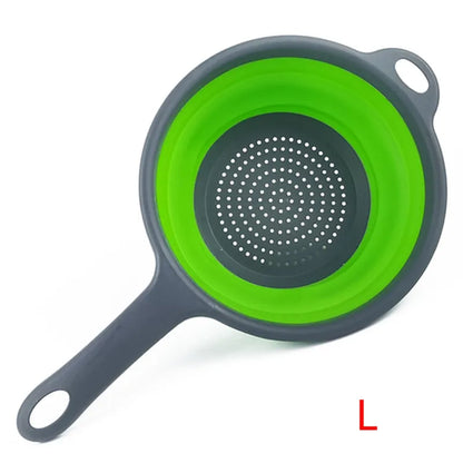 LMETJMA Silicone Collapsible Colander with Handle Kitchen Folding