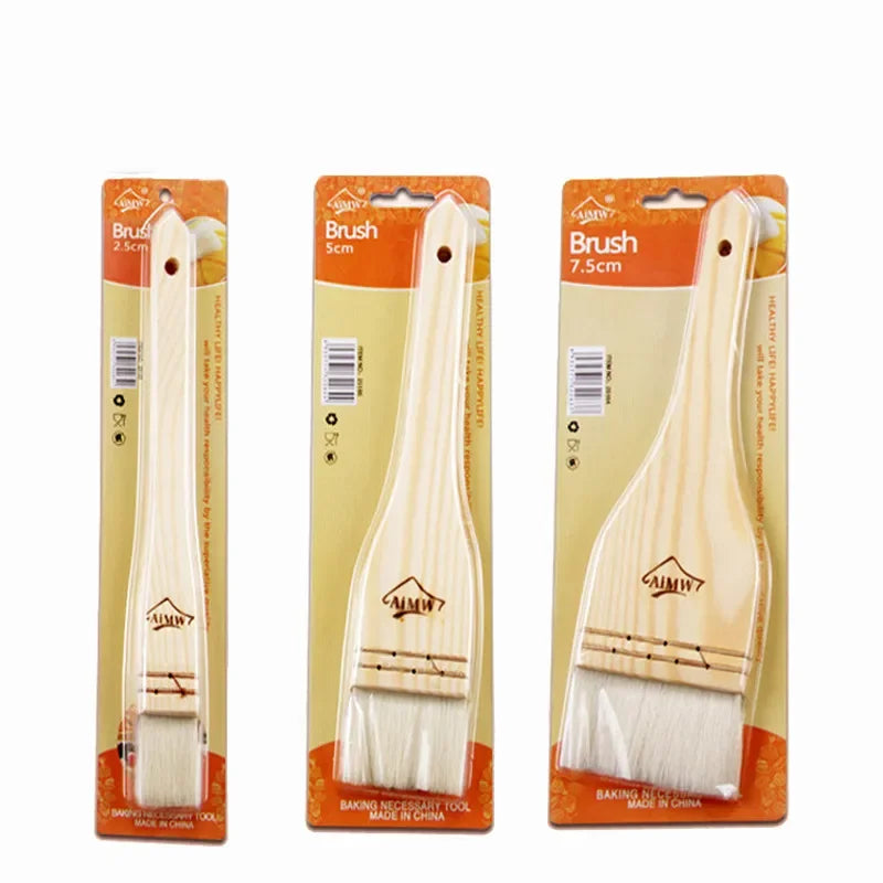 Household Mooncake Pastry Brush Wooden Handle Wool Barbecue Brush Oil