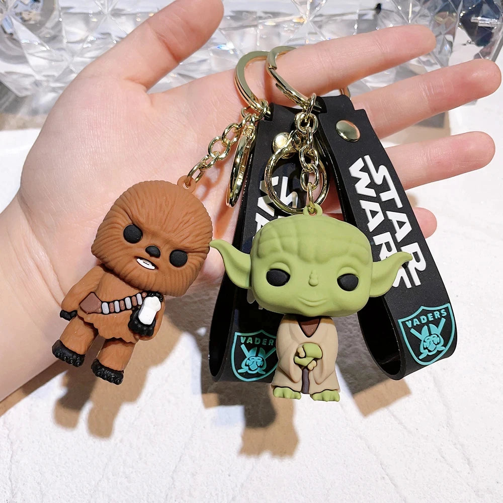 Star Wars Anime Figure Yoda Keychain Mandalorian Darth Vader Chewbacca