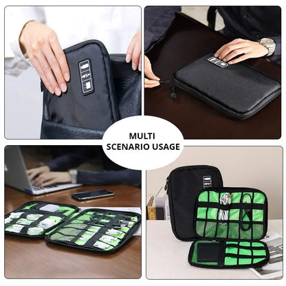 1pc Black Green Storage Bag Electronic Accessory Organizer Portable