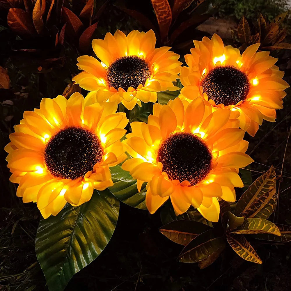 LED Solar Sunflowers Rose Flower Light Home Decorative Flower Lights