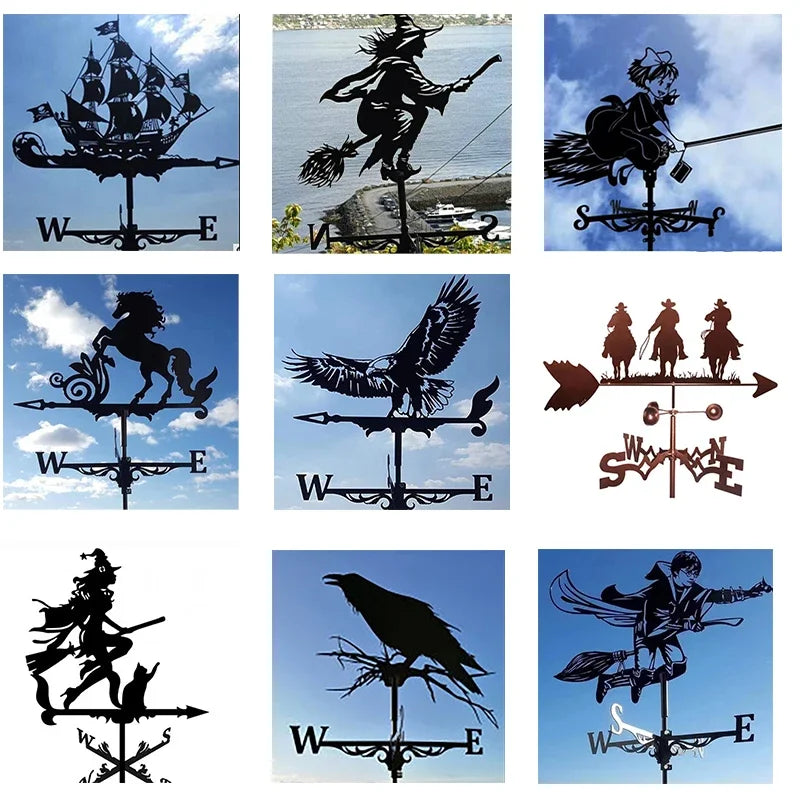 Witch Flying Dragon Iron Weather Vane Decor Outdoors Metal Handicraft