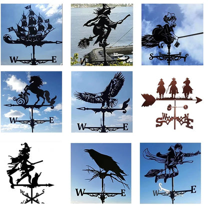 Witch Flying Dragon Iron Weather Vane Decor Outdoors Metal Handicraft