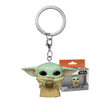 Keychain Star Wars Obi-wan Kenobi The Child Baby Yoda with Cup Boba