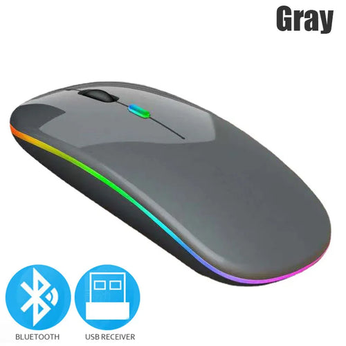 Bluetoooth 5.0 Wireless Mouse With USB Rechargeable RGB Light For