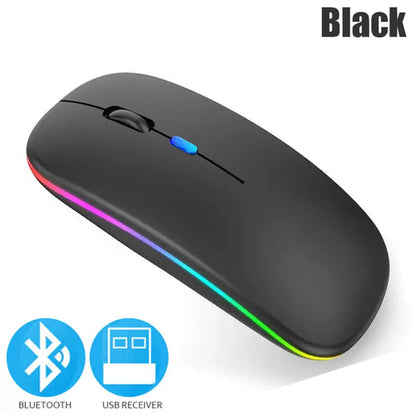 Bluetoooth 5.0 Wireless Mouse With USB Rechargeable RGB Light For