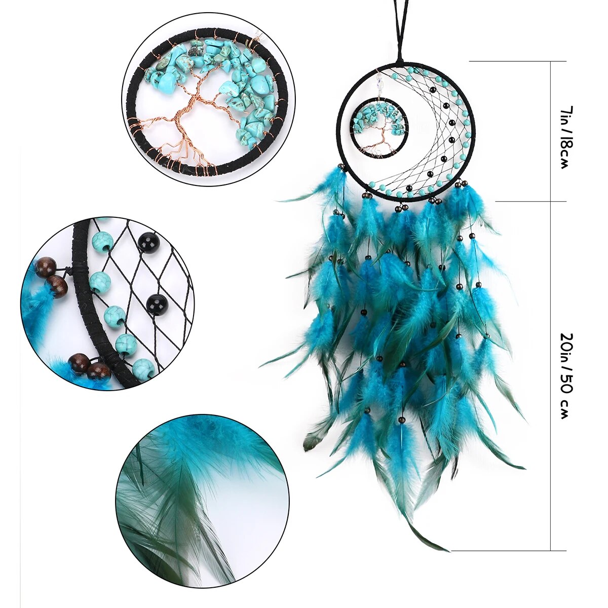 Wall Hanging Dreamcatchers Gem Crystal Tree Of Life Dream Catcher Home