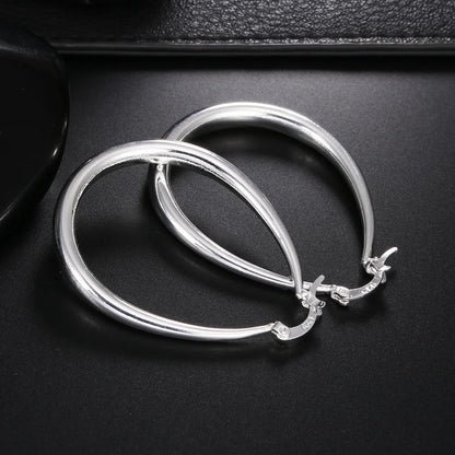 925 Sterling Silver 41MM Smooth Circle Big Hoop Earrings For Women