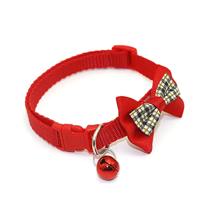 Adjustable Pets Cat Dog Collars Cute Bow Tie With Bell Pendant