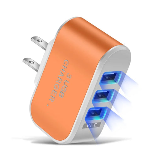 5V 1A 3-Port USB Wall Charger Adapter Candy Color For Mobile Phone