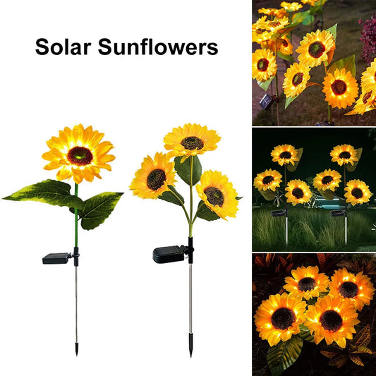 LED Solar Sunflowers Rose Flower Light Home Decorative Flower Lights