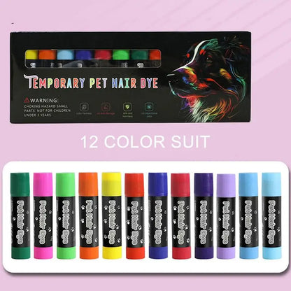 12 Colors Pet Hair Dye Safe Washable Dog Nail Polish Pen Pet Fur Paint