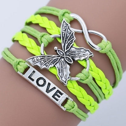 Vintage Handmade Multilayer Leather Bracelet With Letter Love And