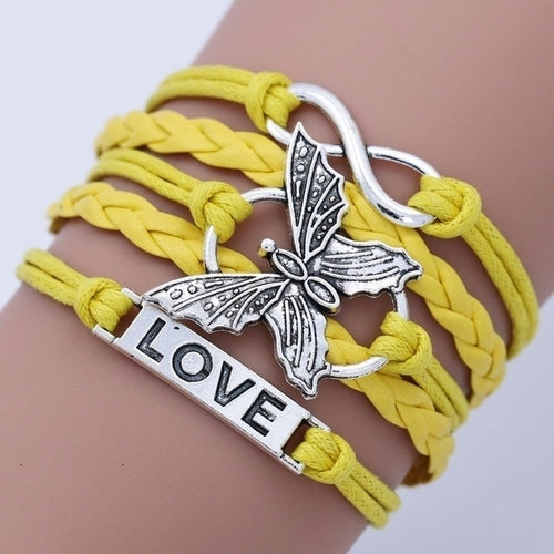 Vintage Handmade Multilayer Leather Bracelet With Letter Love And