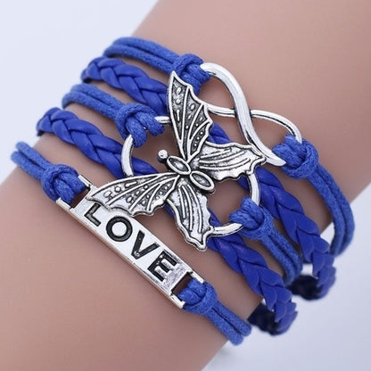 Vintage Handmade Multilayer Leather Bracelet With Letter Love And