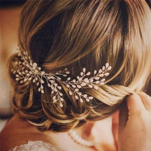 European And American Handmade Bride Pearl Hair Comb Bride Wedding Dress Dress Hair Accessories New Head Fork