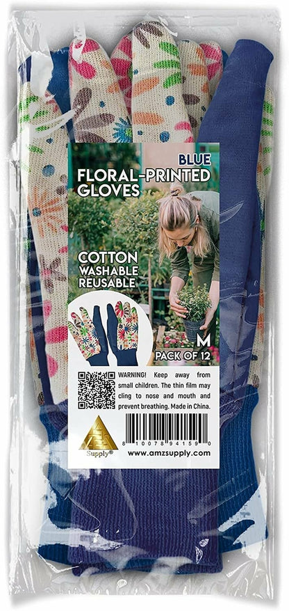 APQ Gardening Work Gloves for Women. Breathable Flower Print 6 Pairs