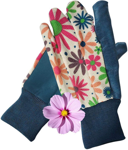 APQ Gardening Work Gloves for Women. Breathable Flower Print 6 Pairs