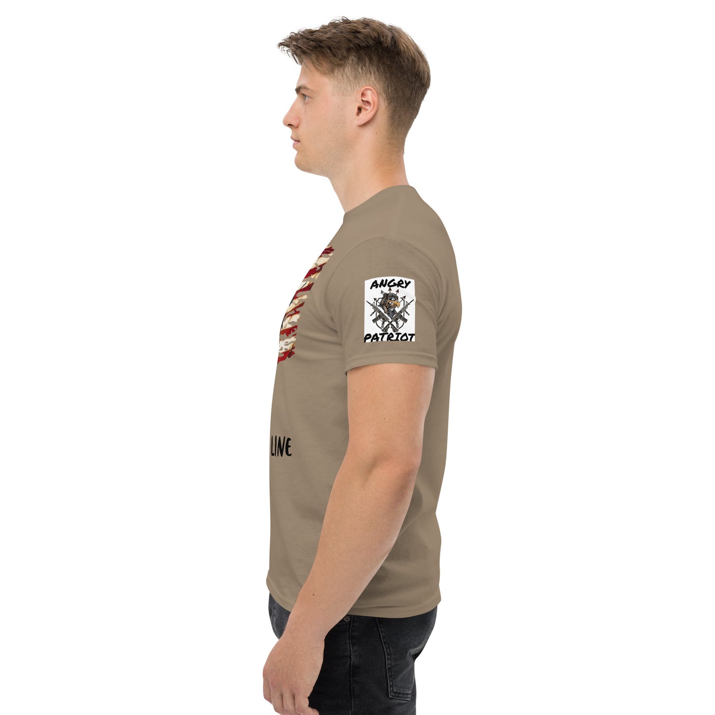 Men's classic tee / Minuteman with flag bg