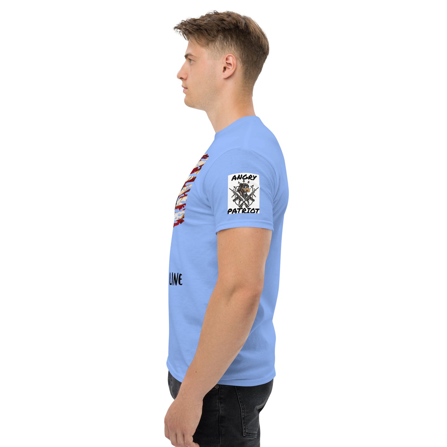 Men's classic tee / Minuteman with flag bg