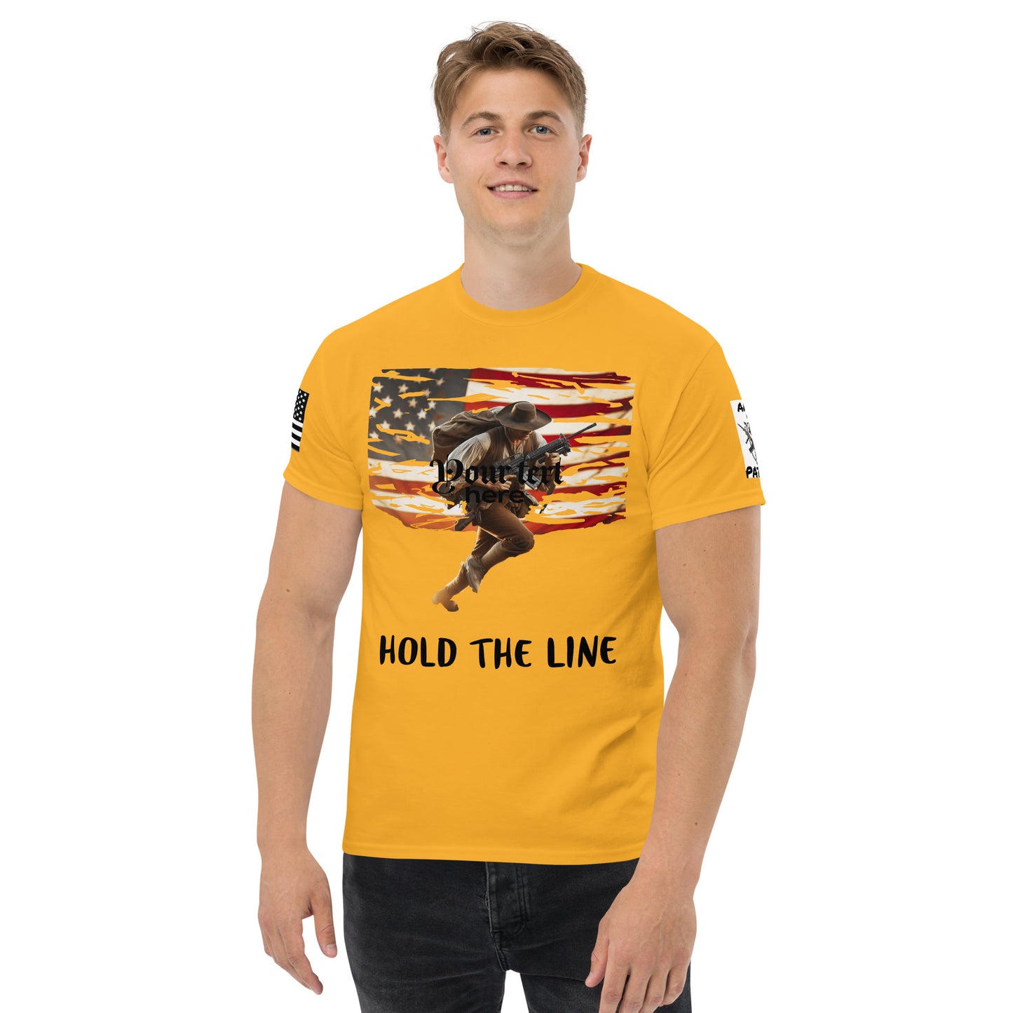 Men's classic tee / Minuteman with flag bg