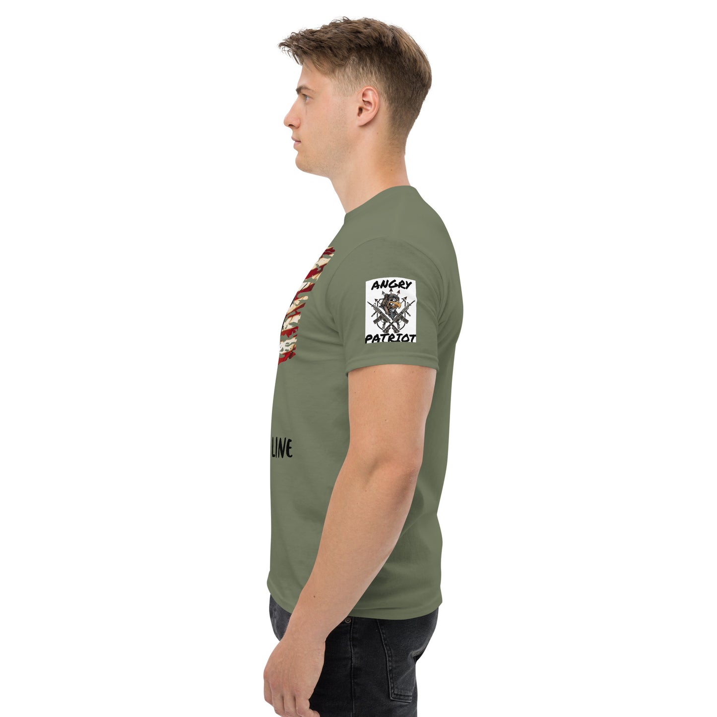 Men's classic tee / Minuteman with flag bg