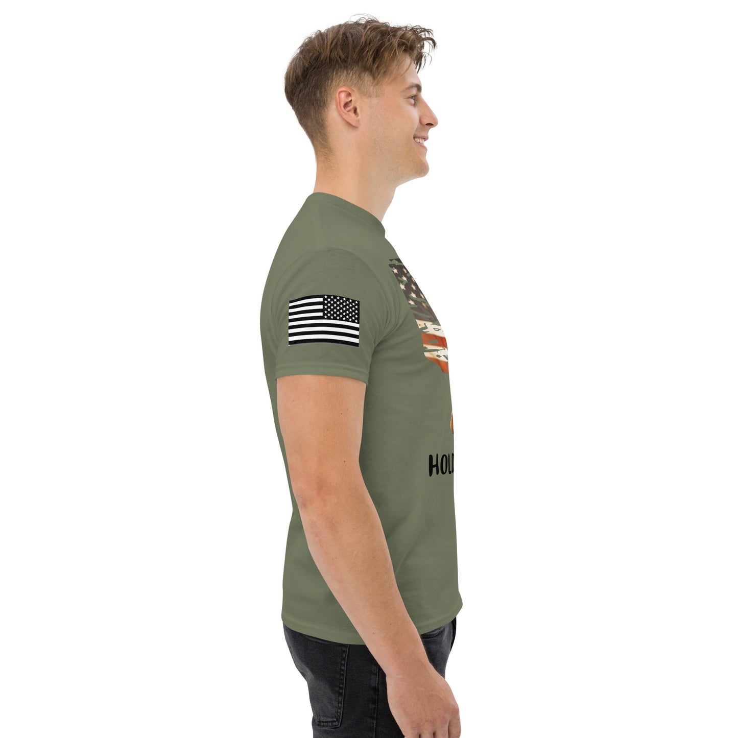 Men's classic tee / Minuteman with flag bg