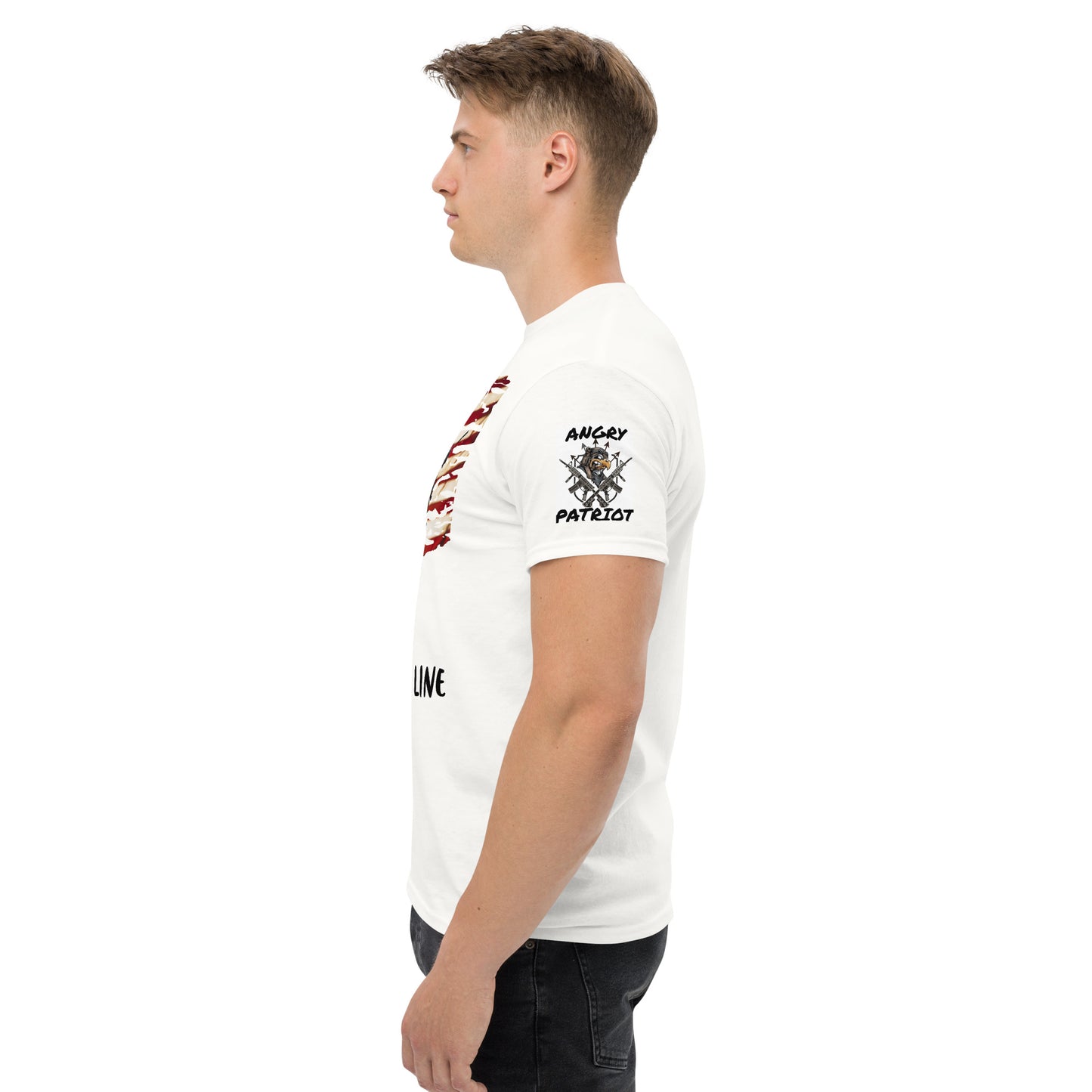 Men's classic tee / Minuteman with flag bg