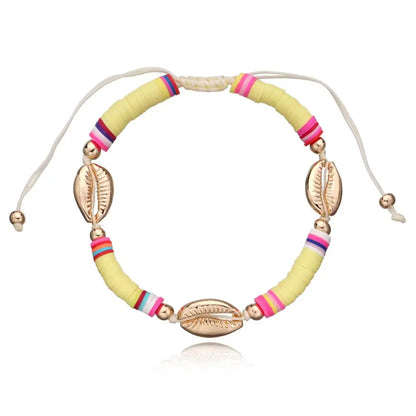 Bohemian Colorful Clay Shell Anklet Fashion New Design Soft Pottery Polyester Beach Summer Ankle Bracelet Foot Jewelry